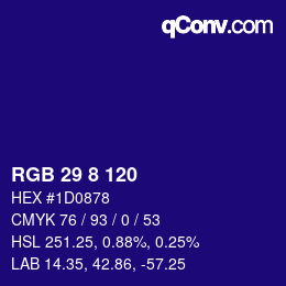 カラーコード: RGB 29 8 120 | qconv.com