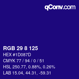 カラーコード: RGB 29 8 125 | qconv.com
