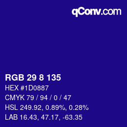 颜色代码: RGB 29 8 135 | qconv.com