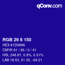 颜色代码: RGB 29 8 150 | qconv.com