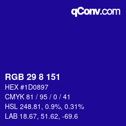 Color code: RGB 29 8 151 | qconv.com