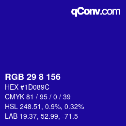 颜色代码: RGB 29 8 156 | qconv.com