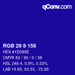 カラーコード: RGB 29 8 158 | qconv.com