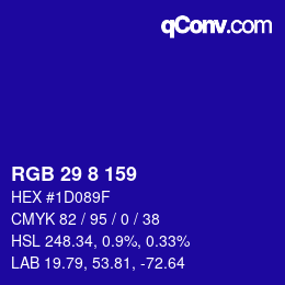 カラーコード: RGB 29 8 159 | qconv.com