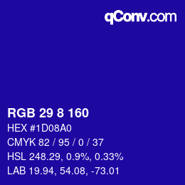 カラーコード: RGB 29 8 160 | qconv.com