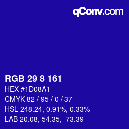 カラーコード: RGB 29 8 161 | qconv.com