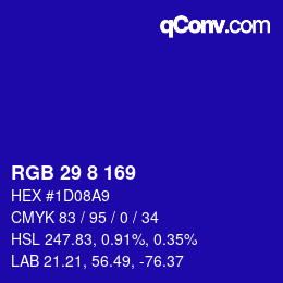 カラーコード: RGB 29 8 169 | qconv.com