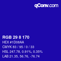 Color code: RGB 29 8 170 | qconv.com