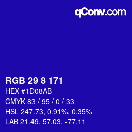 Color code: RGB 29 8 171 | qconv.com