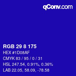 カラーコード: RGB 29 8 175 | qconv.com