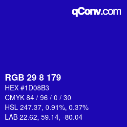 Color code: RGB 29 8 179 | qconv.com