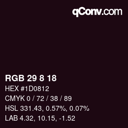 Color code: RGB 29 8 18 | qconv.com