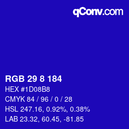 カラーコード: RGB 29 8 184 | qconv.com