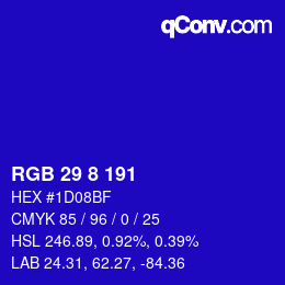 颜色代码: RGB 29 8 191 | qconv.com