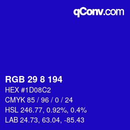 カラーコード: RGB 29 8 194 | qconv.com