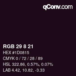 カラーコード: RGB 29 8 21 | qconv.com