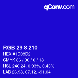 カラーコード: RGB 29 8 210 | qconv.com