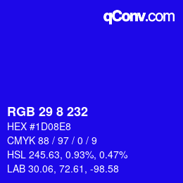 Color code: RGB 29 8 232 | qconv.com