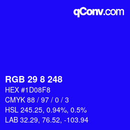 颜色代码: RGB 29 8 248 | qconv.com