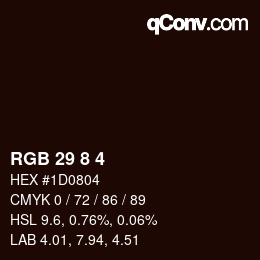 颜色代码: RGB 29 8 4 | qconv.com