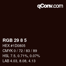 カラーコード: RGB 29 8 5 | qconv.com