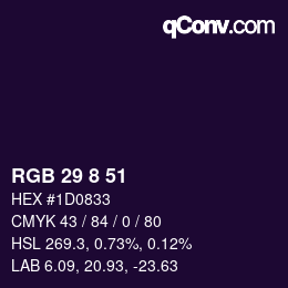 カラーコード: RGB 29 8 51 | qconv.com