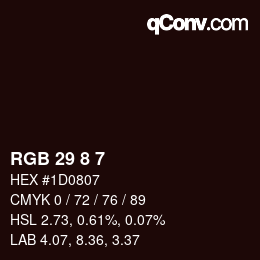 Color code: RGB 29 8 7 | qconv.com