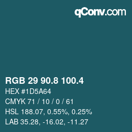 カラーコード: RGB 29 90.8 100.4 | qconv.com