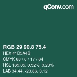 カラーコード: RGB 29 90.8 75.4 | qconv.com