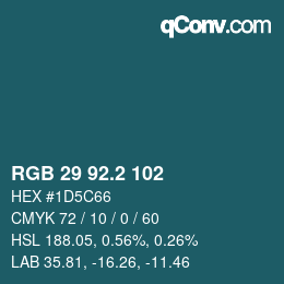 カラーコード: RGB 29 92.2 102 | qconv.com