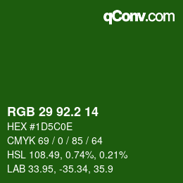 カラーコード: RGB 29 92.2 14 | qconv.com