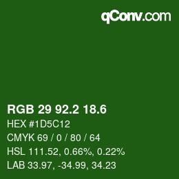 カラーコード: RGB 29 92.2 18.6 | qconv.com