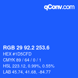 カラーコード: RGB 29 92.2 253.6 | qconv.com