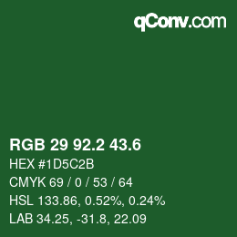カラーコード: RGB 29 92.2 43.6 | qconv.com