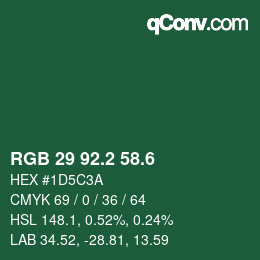 カラーコード: RGB 29 92.2 58.6 | qconv.com