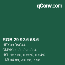 カラーコード: RGB 29 92.6 68.6 | qconv.com