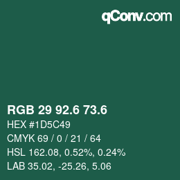 カラーコード: RGB 29 92.6 73.6 | qconv.com