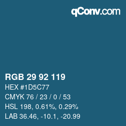 カラーコード: RGB 29 92 119 | qconv.com
