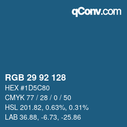 カラーコード: RGB 29 92 128 | qconv.com