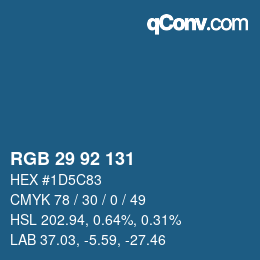 Color code: RGB 29 92 131 | qconv.com