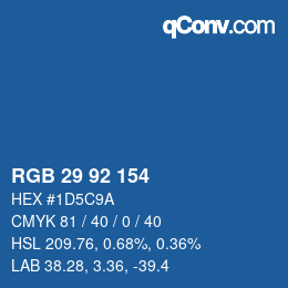 カラーコード: RGB 29 92 154 | qconv.com