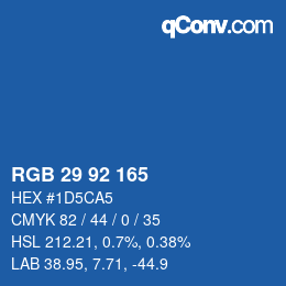颜色代码: RGB 29 92 165 | qconv.com