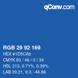カラーコード: RGB 29 92 169 | qconv.com