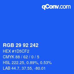 カラーコード: RGB 29 92 242 | qconv.com
