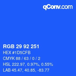 カラーコード: RGB 29 92 251 | qconv.com