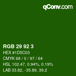 カラーコード: RGB 29 92 3 | qconv.com