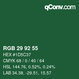 カラーコード: RGB 29 92 55 | qconv.com