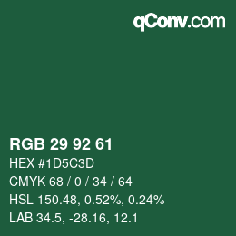 カラーコード: RGB 29 92 61 | qconv.com