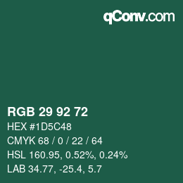 Color code: RGB 29 92 72 | qconv.com