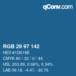 Color code: RGB 29 97 142 | qconv.com